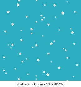 Little Stars Seamles Vector pattern on teal blue background