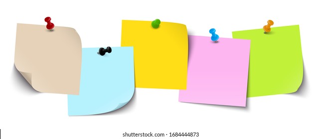 little sticky papers with colored pin needles and different real shadows