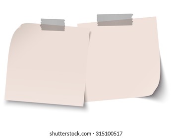 little sticky papers in a row with colored adhesive tape and free copy space