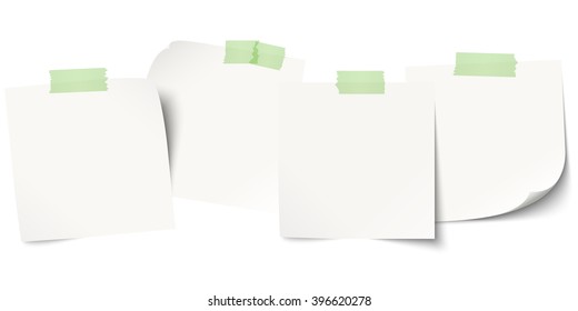 little sticky papers in a row with colored adhesive tape and free copy space