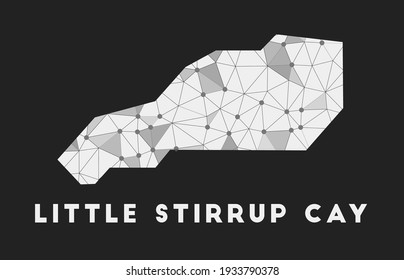Little Stirrup Cay - communication network map of the island. Little Stirrup Cay trendy geometric design on a dark background. Technology, internet, network, telecommunication concept. Vector illustration.
