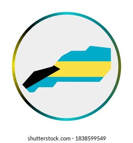 Un pequeño icono de Stirrup Cay. Forma de la isla con la bandera de Little Stirrup Cay. Signo redondeado con anillo degradado de colores de bandera. Ilustración vectorial moderna.