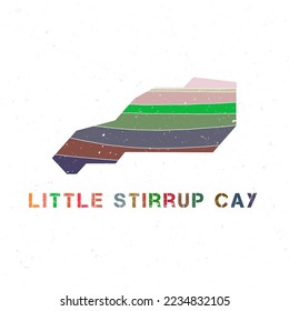 El diseño del mapa de Stirrup Cay. Forma de la isla con bellas olas geométricas y textura de grano. Ilustración vectorial atractiva.