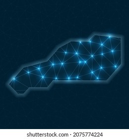 Little Stirrup Cay network map. Abstract geometric map of the island. Digital connections and telecommunication design. Glowing internet network. Attractive vector illustration.