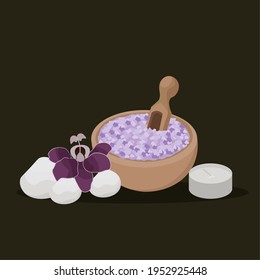 Little stones spa articles spa in dark background relax icon- Vector