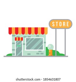 diseño de la imagen vectorial de la fachada de la pequeña tienda