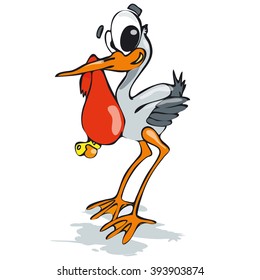 Little stork with a pacifier 