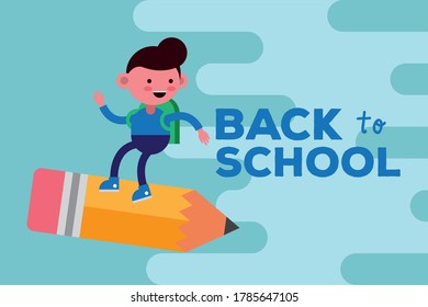 little student boy in pencil comic character vector illustration design