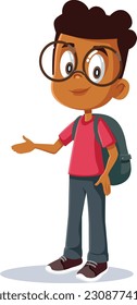 
Little Student Boy Presenting with Hand Gesture Vector Cartoon
Cute and adorable schoolboy introducing a sale offer
