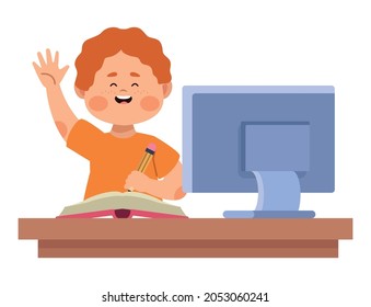 little student boy reading book
