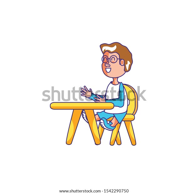 Little Student Boy Sitting School Desk Royalty Free Stock Image Little Student Boy Sitting School Desk