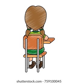 little student in school chair