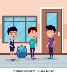 little students boys in the school scene