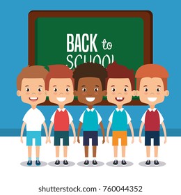 little students with chalkboard avatars characters