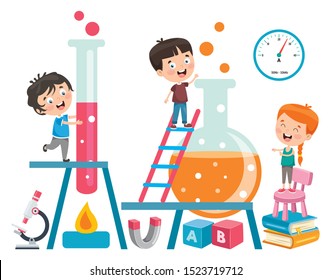 Little Students Doing Chemical Experiment