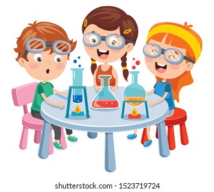 Little Students Doing Chemical Experiment