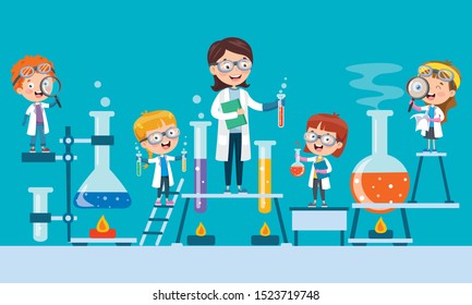 Little Students Doing Chemical Experiment