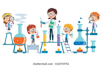 Little Students Doing Chemical Experiment