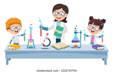 Little Students Doing Chemical Experiment