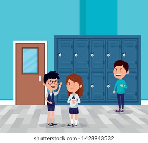 little students group in the school scene