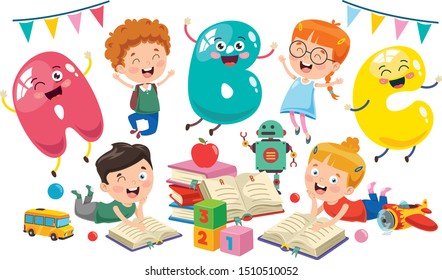 Estudiantes Pequeños Estudiando Y Leyendo
