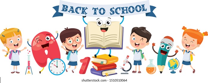 Little Students Studying And Reading