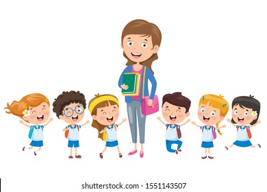 Little Students With Their Teacher