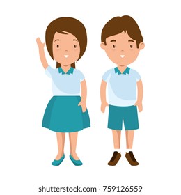 little students with uniform characters