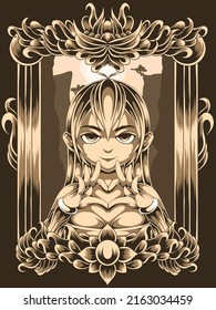 little succubus on engraving frame
