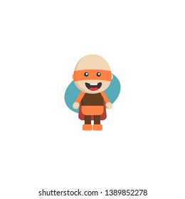 little superhero flat cartoon vector art illustration