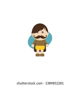 little superhero flat cartoon vector art illustration