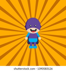 little superhero flat cartoon vector art illustration
