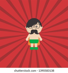 little superhero flat cartoon vector art illustration