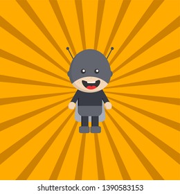 little superhero flat cartoon vector art illustration