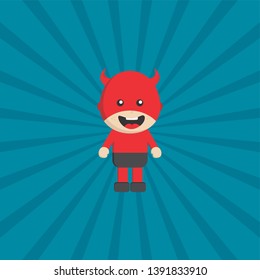 little superhero flat cartoon vector art illustration
