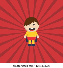 little superhero flat cartoon vector art illustration