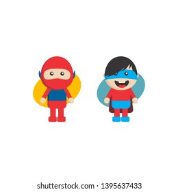 little superhero flat cartoon vector art illustration