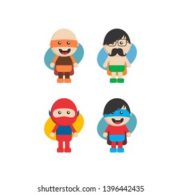 little superhero flat cartoon vector art illustration