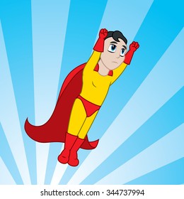 Little Superhero Flying at Angle