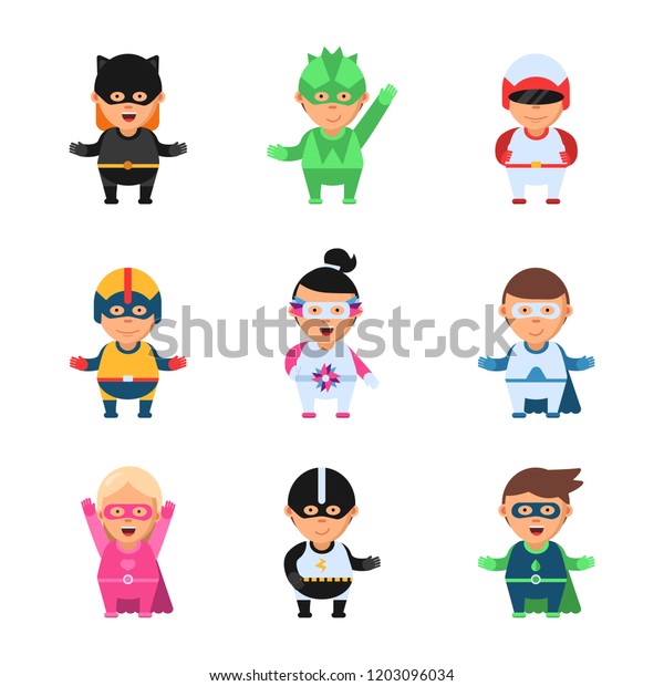 Little Superheroes Hero Comic Cartoon 2d のベクター画像素材 ロイヤリティフリー