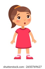 Garota surpresa.
Conceito de emoções de surpresa, inesperadas.
Personagem de desenho animado bonito