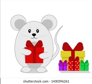 little sute mouse with gifts