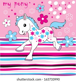little sweet cute pony vector illustration