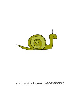 little sweet green snail with house