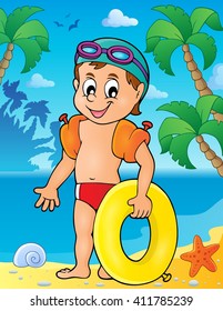 Little swimmer theme image 2 - eps10 vector illustration.