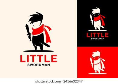 Little Swordman Mini Silhouette Vector Logo Design