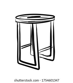  A little table.Vector picture drawn by hand from a set about home life and comfort. There are many household items and furniture. Doodle style. Isolated drawings.
