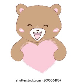 Little teddy bear character isolated on white background. Vector, illustration.