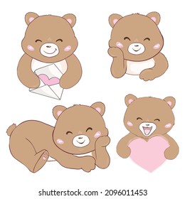 Little teddy bear character isolated on white background. Vector, illustration.
