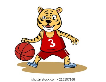 little tiger basketball player mascot